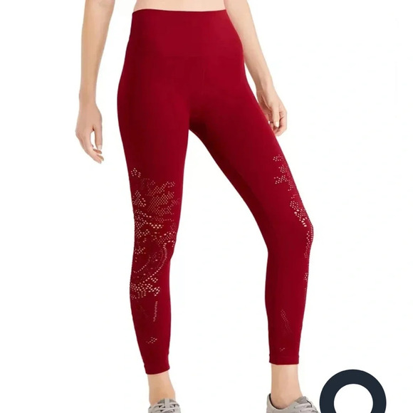 IDEOLOGY RED SEAMLESS CUT OUT HIGH WAISTED LEGGINGS - Picture 1 of 5